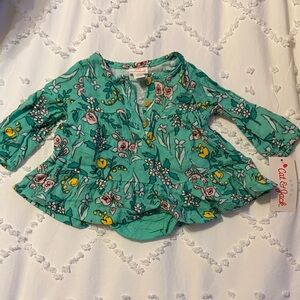 Cat & Jack Teal Baby Blouse with Floral Design